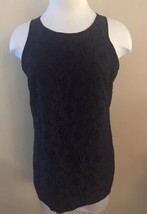 Ann Taylor LOFT Womens Sleeveless Shirt Size Small Navy Blue Lace Overlay  - £10.80 GBP