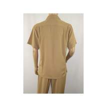 Mens INSERCH 2pc Walking Leisure Suit Shirt Pants Set Short Sleeves 9356 Khaki image 4