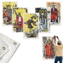 Wall Tapestries Of Tarot Card Watercolors, Major Arcana Flags For Esoteric Decor - £46.11 GBP