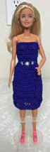 Mattel 2015 Barbie Blue Eyes Blond Pink Hair Rigid Body Handmade Dress - £8.96 GBP
