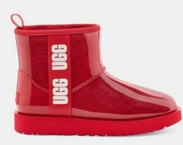 New UGG Classic Clear Mini Women Fashion Boots Size 5 Ribbon Red - £61.63 GBP