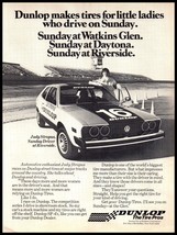 1977 Magazine Print Ad - Dunlop Tires, Judy Stropus at Riverside with VW... - $7.91