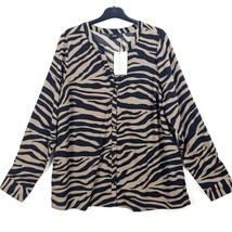 Zizzi - NEW - V-Nneck Shirt With Zebra Print - UK 16 - $15.08