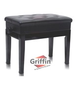 GRIFFIN Premium Antique Piano Bench - Adjustable Black Solid Wood Frame ... - $114.93 CAD