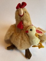 Hugfun Hen With Chick Chicken Rooster 10&quot; Plush Stuffed Animal Fuzzy Sof... - £9.68 GBP