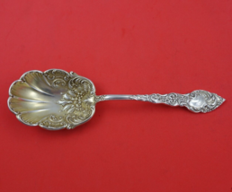 Passaic by Unger Sterling Silver Berry Spoon Gold Washed Fancy 7 3/4&quot; Serving - £200.94 GBP