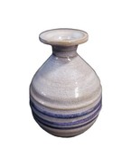 Culbreth Pottery Vase Glazed Blue Stripe 4&quot; Mini Signed Decorative Colle... - £15.50 GBP