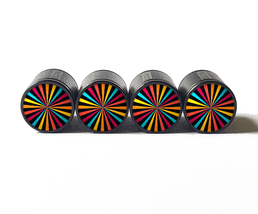 Pattern Design (Style 1) Tire Valve Caps - Black Aluminum - Set of Four - £12.56 GBP