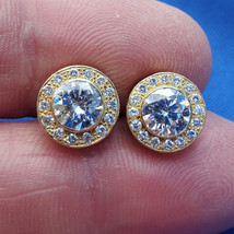 Earth mined Diamond Deco Bezel set Halo Studs Vintage Style Earrings 18k... - £12,410.76 GBP