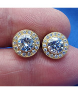 Earth mined Diamond Deco Bezel set Halo Studs Vintage Style Earrings 18k... - £12,436.80 GBP