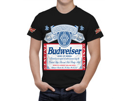 Budweiser  Black Beer Logo T-Shirt Gifts New Fashion Short Sleeve S-2 XL - £25.16 GBP