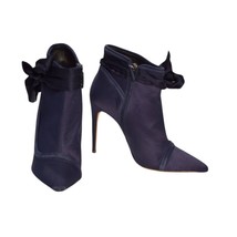Alexandre Birman Blue Satin Pointed Toe Zip Ankle Booties Shoes size 40 ... - $188.10