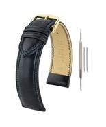 Hirsch Ascot Leather Watch Strap - Black - L - 14mm - Shiny Gold Buckle ... - $119.99