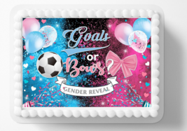 Goals Or Bows Soccer Gender Reveal Edible Image Personalized Edible Cake... - $15.16+
