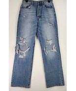 Cello Jeans Womens 7/28 Blue Button Fly Ripped Distressed Mom Core Pants - £26.96 GBP