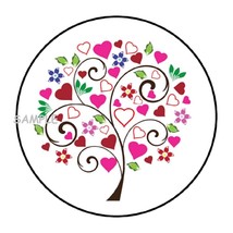 30 Pretty Heart And Flower Tree Envelope Seals Labels Stickers 1.5&quot; Round Gifts - £5.95 GBP