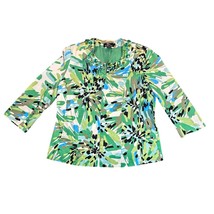 Trenz by Theresa Renx Blazer Womens XL Green Abstract Jeweled Neckline J... - $27.88