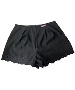 Harper Womens Mini Shorts Solid Black Eyelet Lace Trim Pleated Front Bac... - $14.84