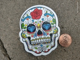 Small Hand made Decal Sticker SKULL  ROSE HISPANIC - $5.86