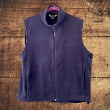 Vtg Woolrich Men’s Large Full Zip Up Fleece Vest Navy Blue - £8.36 GBP