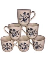 6 Vintage Corning Ware Corelle Cream &amp; Blue Blue Lilly Mugs Cups Flower ... - $13.87