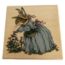 Uptown Rubber Stamp Holly Pond Hill Bunny Rabbit Picking Flowers Susan Wheeler - £27.90 GBP