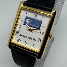 VTG Computer Vision Quartz Watch Unisex Gold Tone Leather Rectangle New ... - $32.29