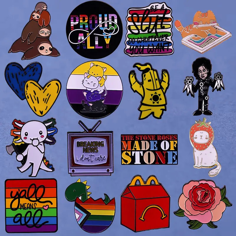 LGBT Rainbow Comic Enamel Pin Women&#39;s Brooches Lapel Pins for Backpack B... - £6.85 GBP+