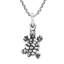 Charming Marine Turtle .925 Sterling Silver Pendant Necklace - £16.02 GBP