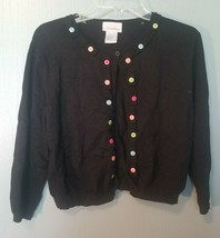 K &amp; Company - Black Open Front Cardigan With Multicolor Buttons Size 10 ... - $7.85