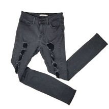 Levi&#39;s 711 Black Distressed Ripped Skinny Jeans Sz 27 Mid Rise Stretch W... - £22.40 GBP