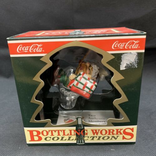 Primary image for NEW Coca-Cola Elf in Coke Glass Christmas  Ornament Snow  KG  Xmas Bottle