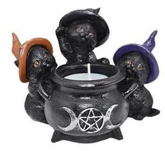 Witchy Cats around Cauldron tealight holder - $1,234.33 MXN