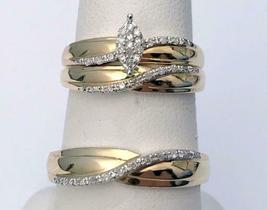 1.25Ct Round Cut Diamond Exclusive Pretty Trio Ring Set 14K Yellow Gold Over - £97.15 GBP