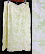 Valerie Stevens Maxi Skirt 18W 1X Linen Silk White Green Floral Cottagec... - $59.82