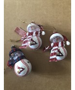 Lot Of 3 Arizona Cardinals Christmas 3” Ornament Football Acrylic Snowman - £13.22 GBP