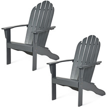 2PCS Patio Adirondack Chair Solid Wood w/Armrest Outdoor Garden Furnitur... - £233.91 GBP