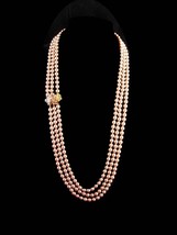 Long 40&quot; Fabulous Glass 3 strand pearl necklace - Signed Nolan Miller - statemen - £137.14 GBP