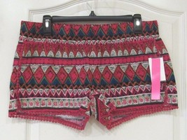 Tinseltown Denim Couture Linen Shorts RED Multi Women&#39;s JRs. Sz L NWT MS... - $14.85