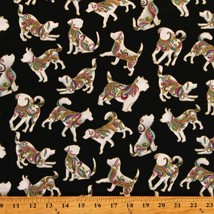 Cotton Colorful Dogs Whimsical Puppies Cotton Fabric Print by the Yard D764.76 - £9.96 GBP
