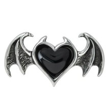 Alchemy Gothic Black Soul Ring Black Heart Demon Wing Fine Pewter Blacksoul R240 - £20.06 GBP