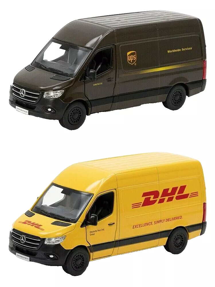 Set of 2 Mercedes-Benz Sprinter UPS/DHL Delivery Van Diecast 5&#39;&#39; 1:48 - £27.65 GBP