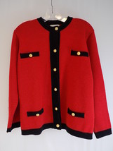 WOMEN&#39;S SWEATER JACOBSON&#39;S Button Down Red and Black w/ Gold Buttons Siz... - $18.80