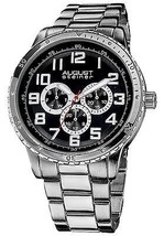 NEW August Steiner AS8060SS Mens Multi-Function Quartz Bracelet Black Dial Watch - $31.63