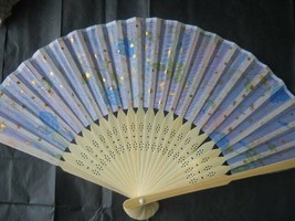 Pretty Silk Fan with Flowers Gold Stars Handheld Fan Folding Fans Asian ... - $10.88