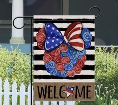 Welcome Mouse Ears ~ Red White &amp; Blue Garden Flag ~ 12&quot; x 18&quot; ~ NEW! - £9.50 GBP