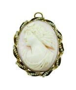 10k Yellow Gold Angel Skin Conch Shell Cameo Pin Pendant (#J337) - $7,028.85 MXN