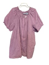 Liz &amp; Me Women Blouse Top Purple 3X Plus Short Sleeve Round Neck Cotton ... - £14.28 GBP