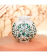 8&quot; Marble Flower Inlay Vase Stone Inlay Flowers Pot Malachite Flowers - £2,221.38 GBP