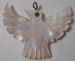 Hand-Carved Mother of Pearl Spread Wings Flying Eagle Bird Pendant 1 7/16 Wide - £18.19 GBP